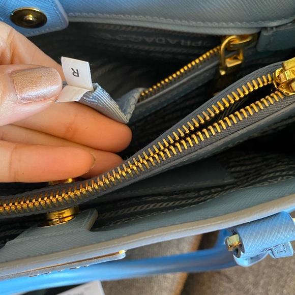 Authentic Prada double Lux tote purse blue with card - Picture 11 of 12